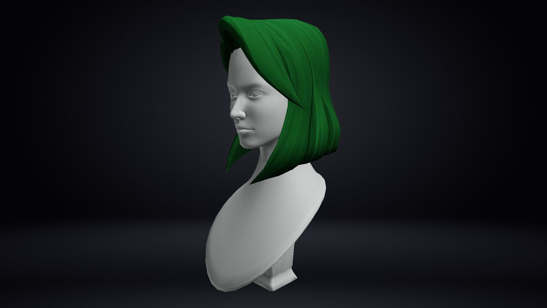Female Hair Low-poly 3D model_9