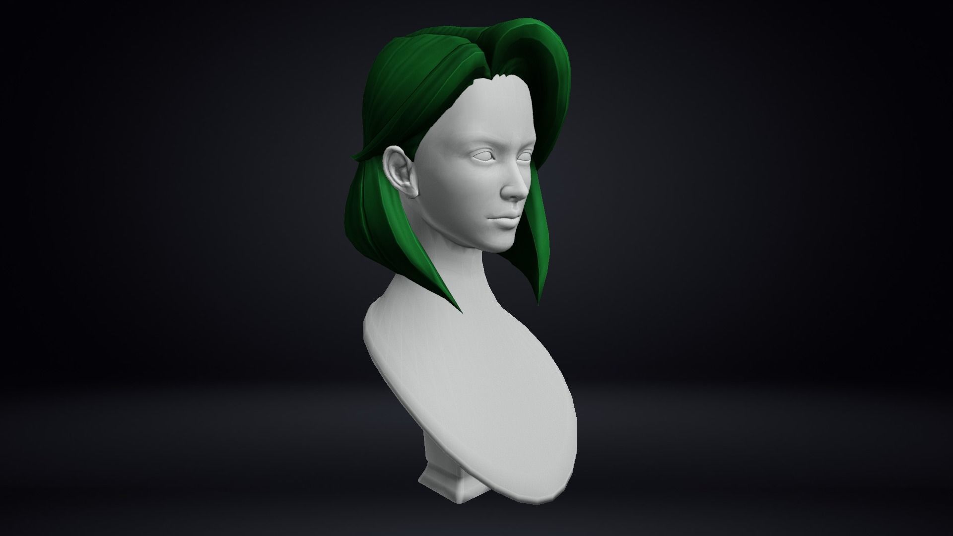 Female Hair Low-poly 3D model_12