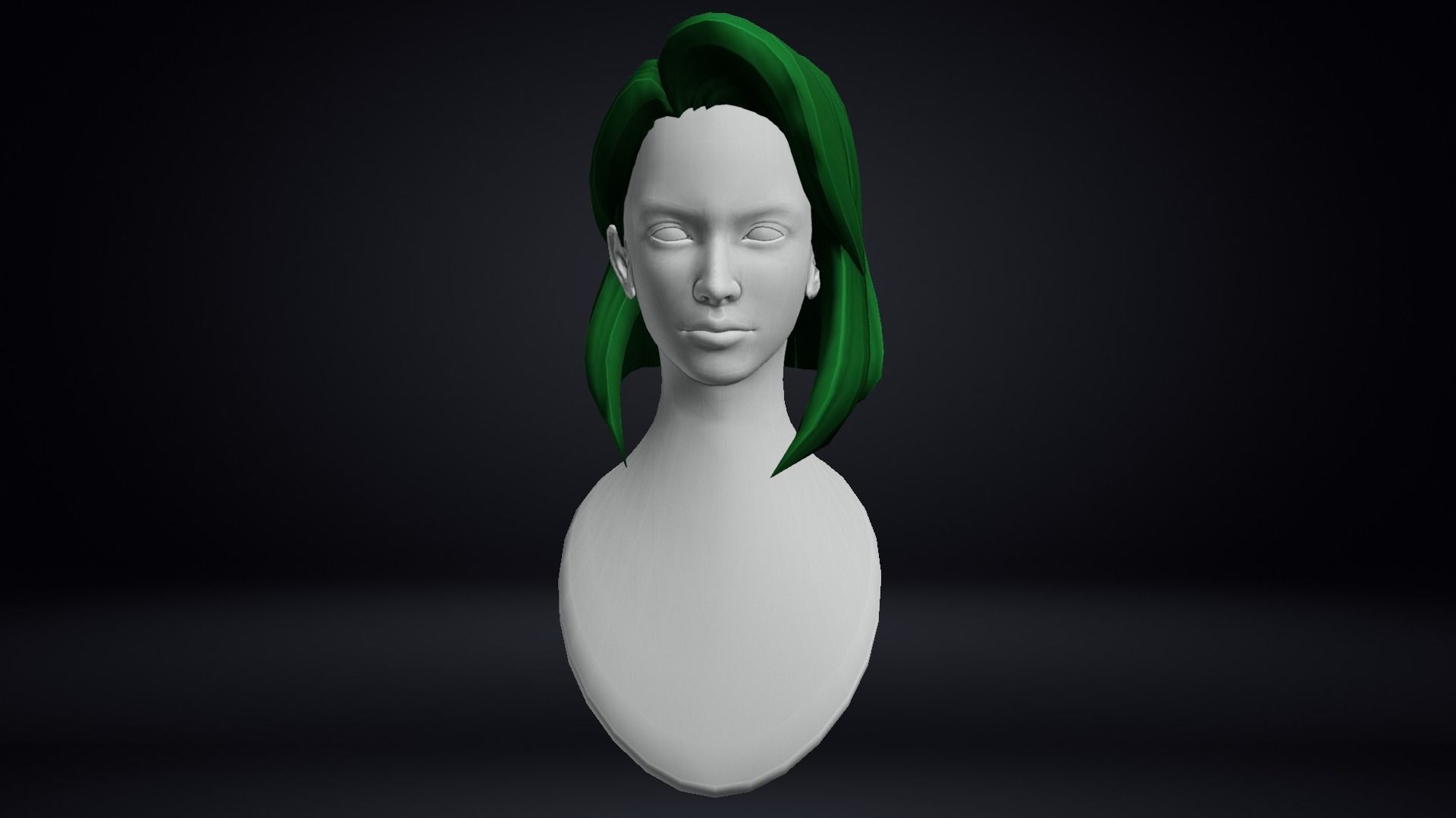 Female Hair Low-poly 3D model_8