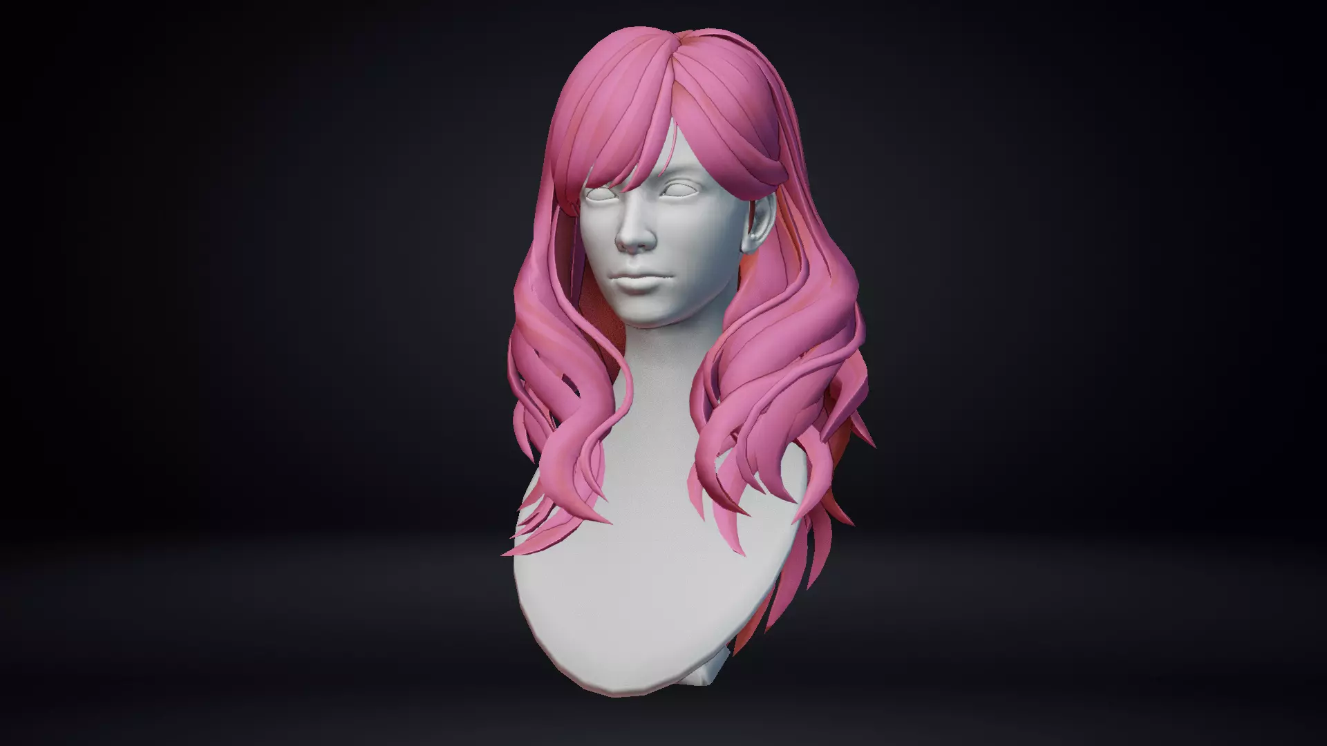 Female hair Low-poly 3D model_0