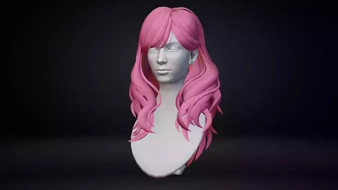 Female hair Low-poly 3D model