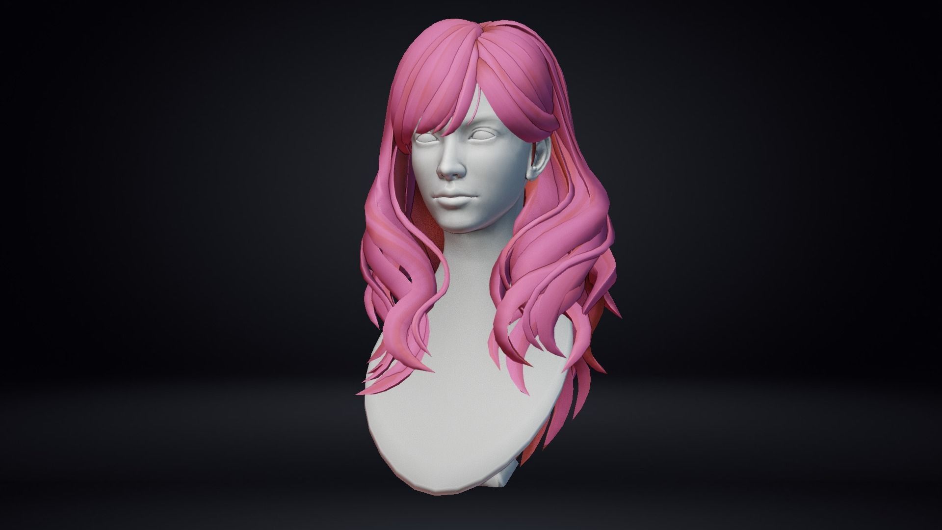 Female hair Low-poly 3D model_5