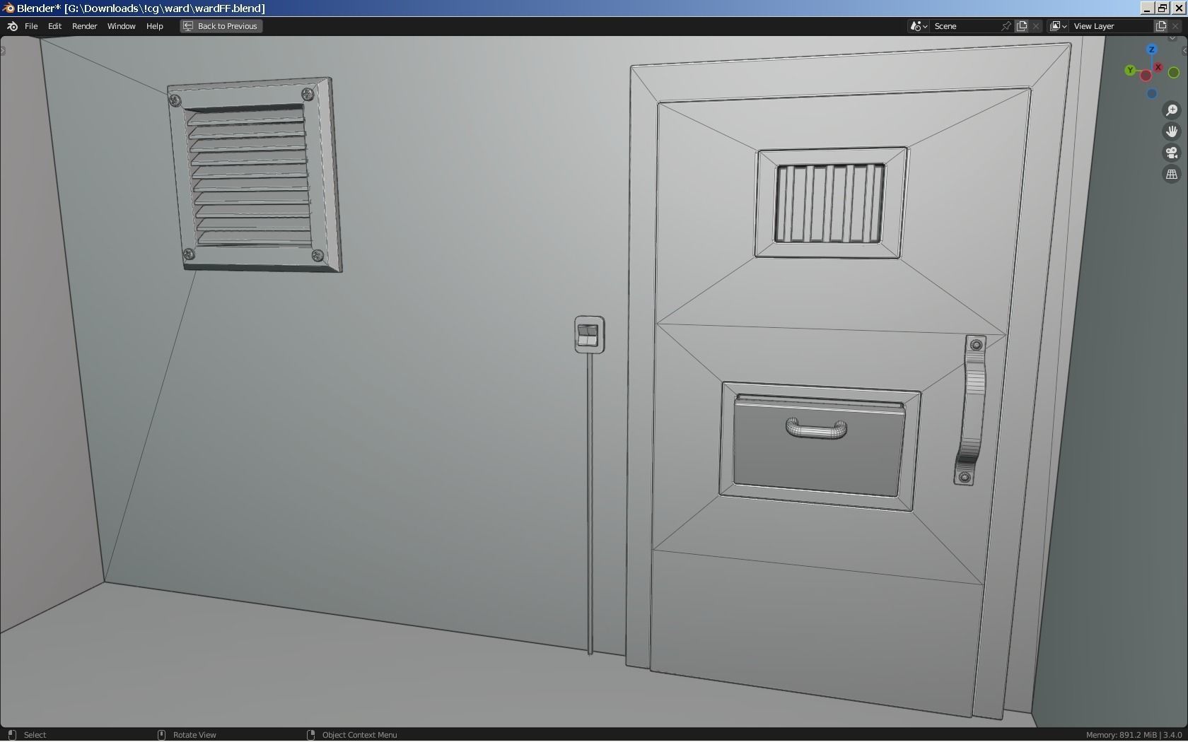 Haunted Hospital Ward Room Low-poly 3D model_10