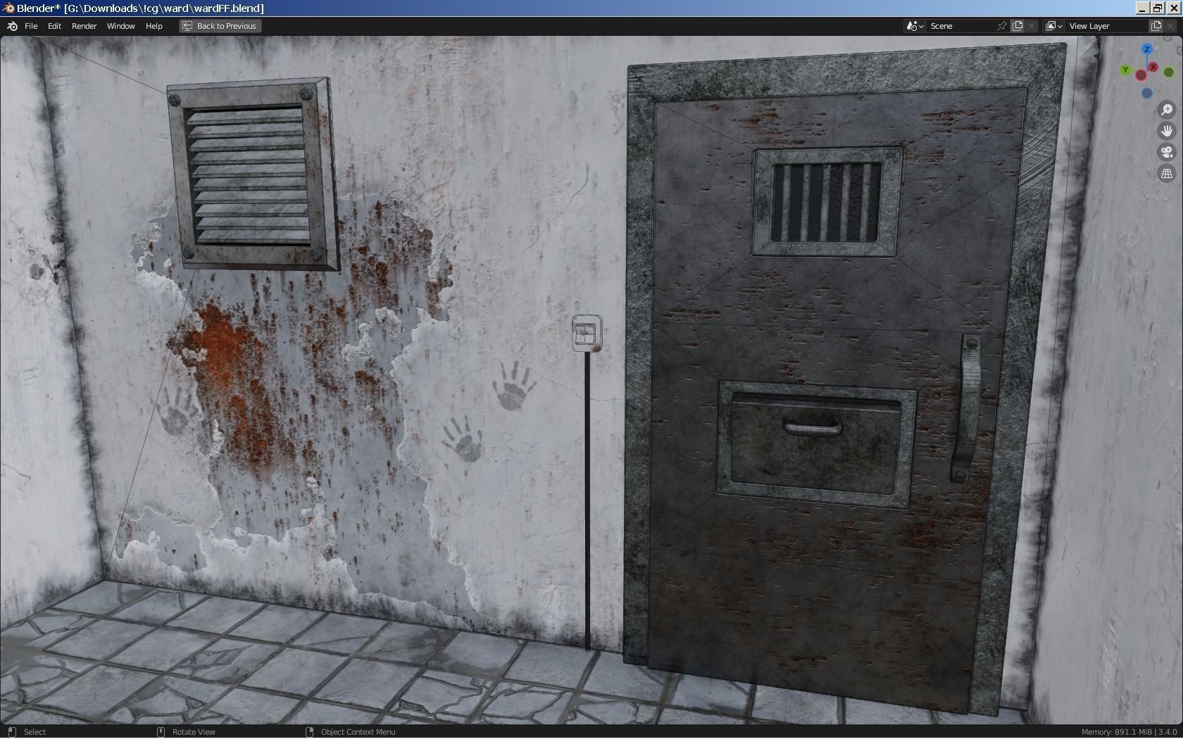 Haunted Hospital Ward Room Low-poly 3D model_11