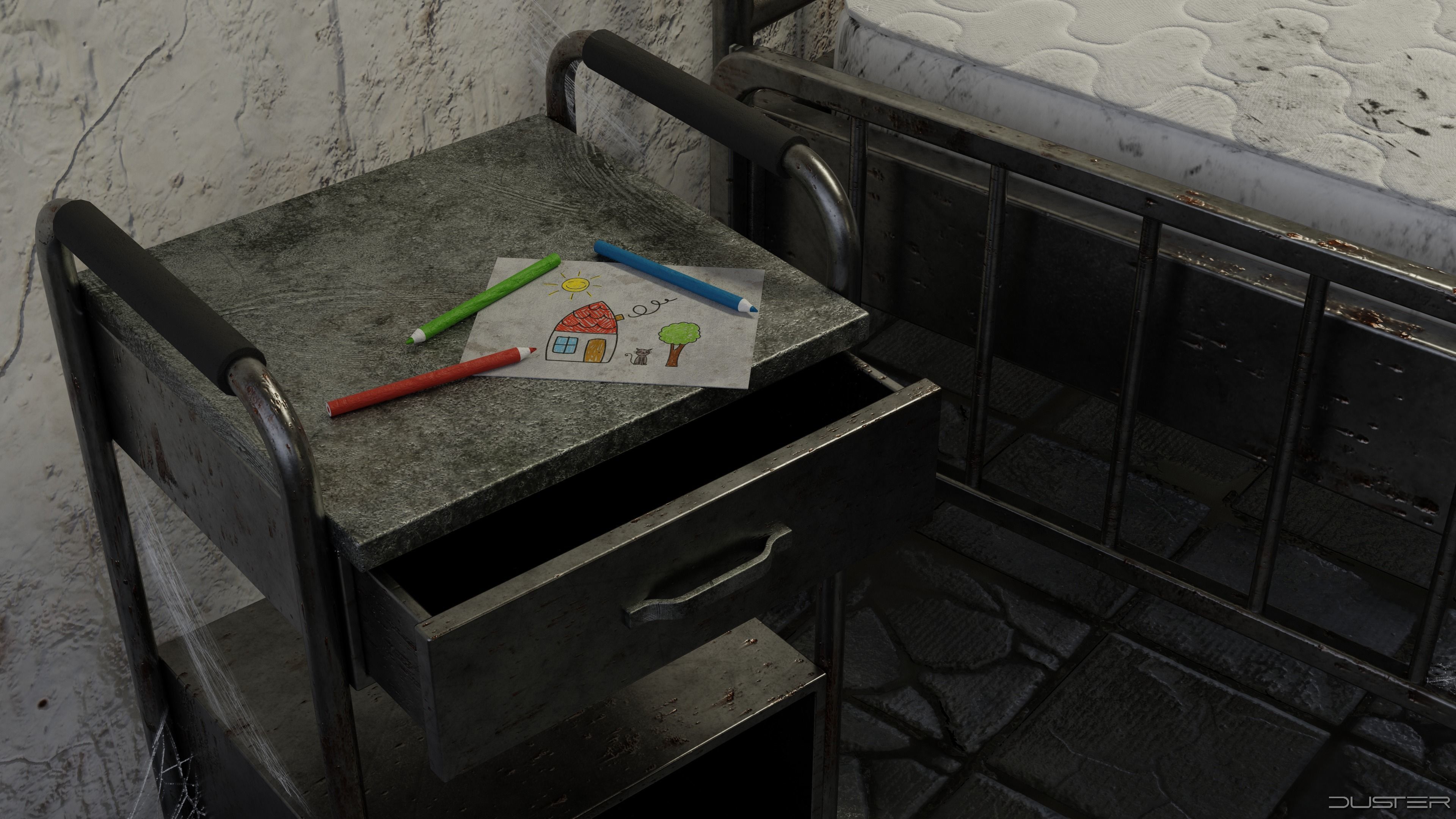 Haunted Hospital Ward Room Low-poly 3D model_1