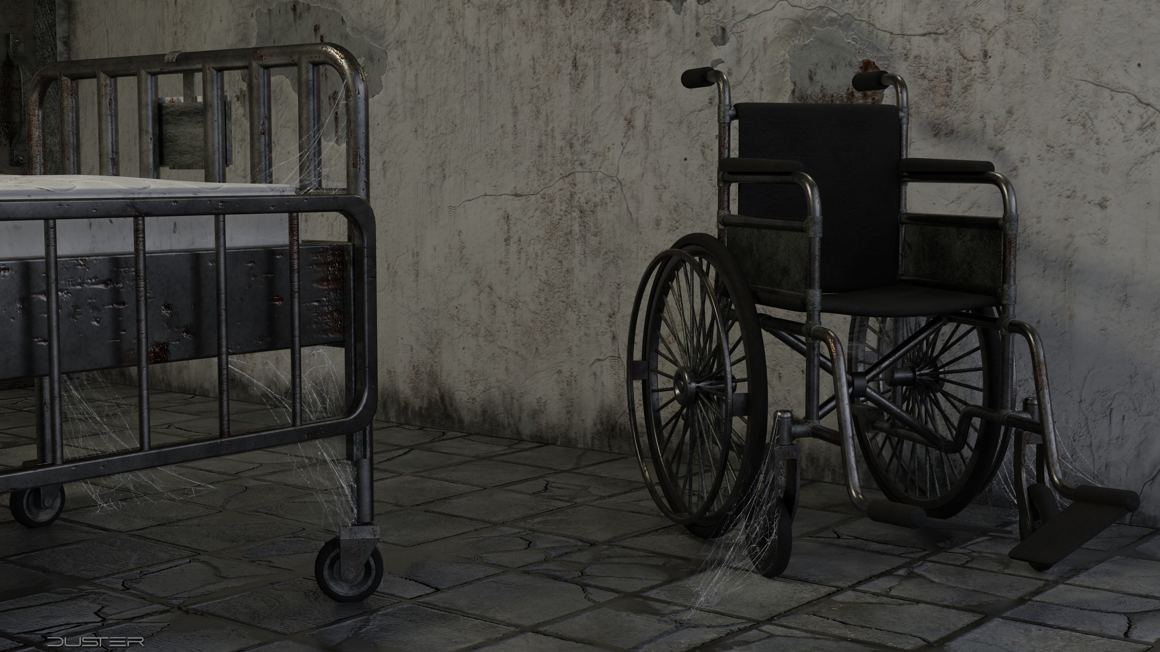 Haunted Hospital Ward Room Low-poly 3D model_3