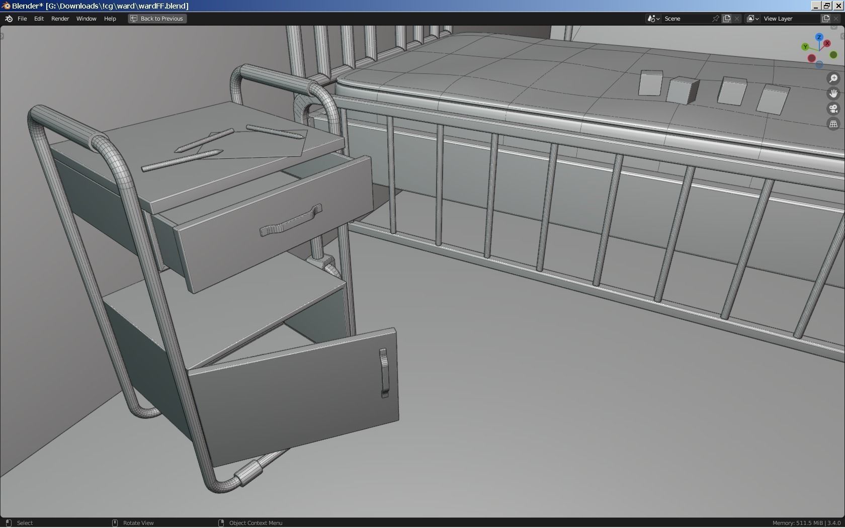Haunted Hospital Ward Room Low-poly 3D model_4