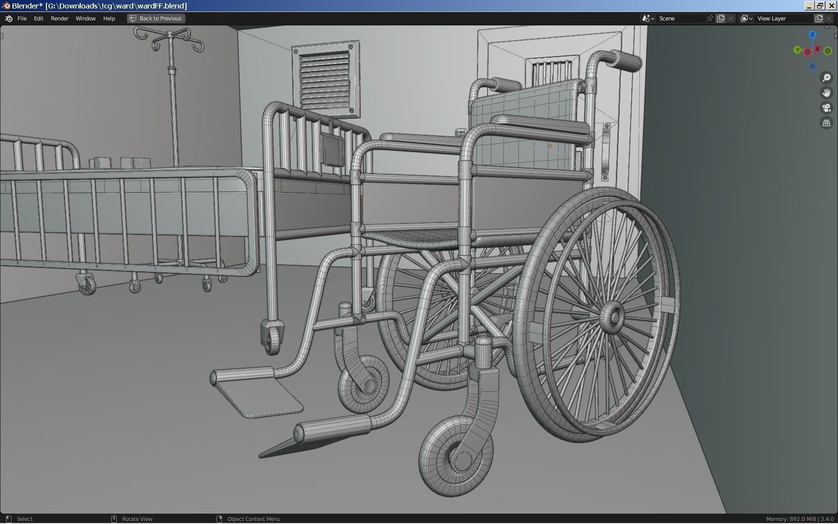 Haunted Hospital Ward Room Low-poly 3D model_8