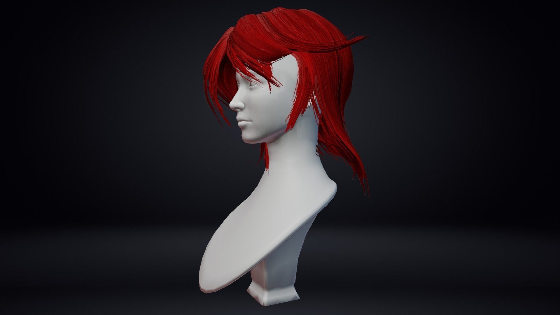 Female hair Low-poly 3D model_7