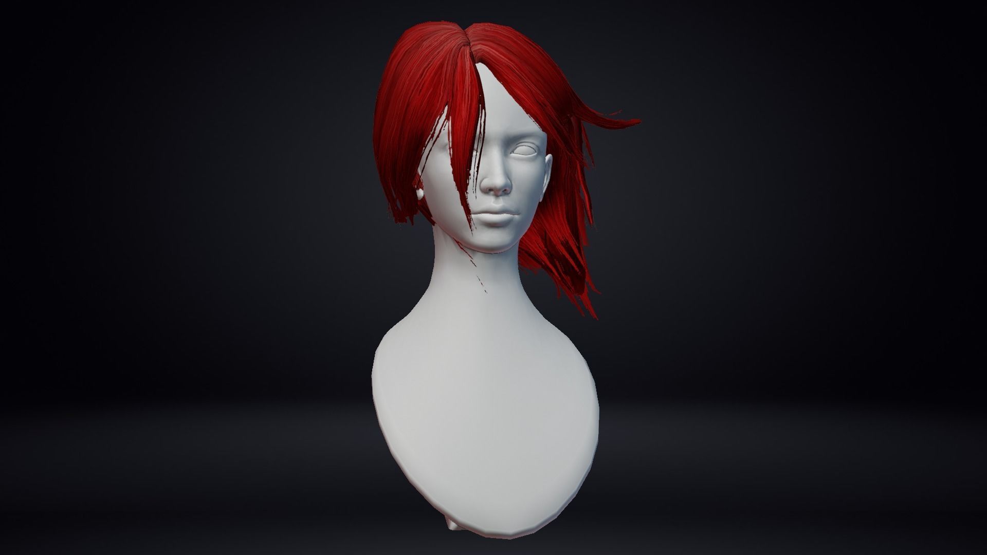 Female hair Low-poly 3D model_11