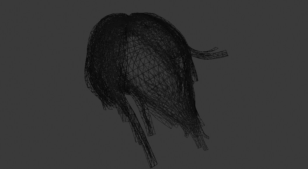 Female hair Low-poly 3D model_9