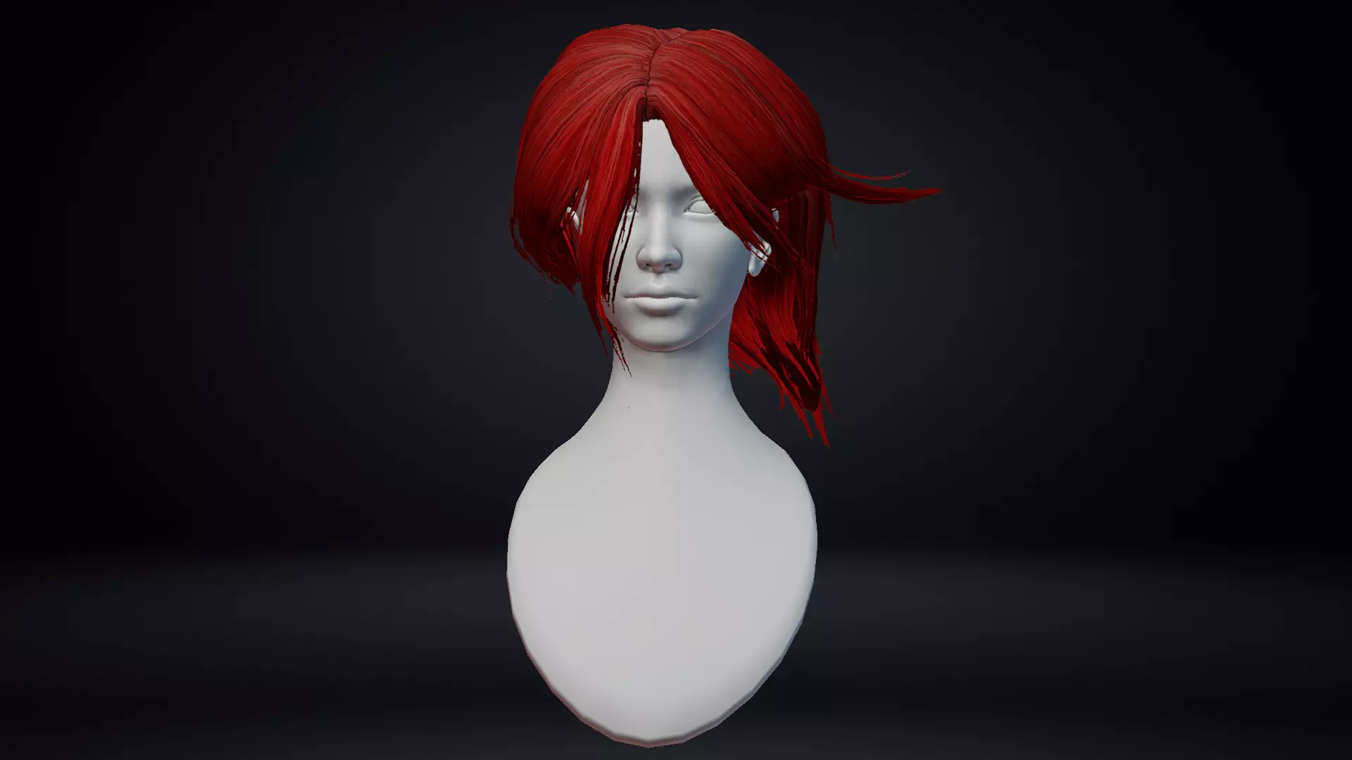 Female hair Low-poly 3D model_0
