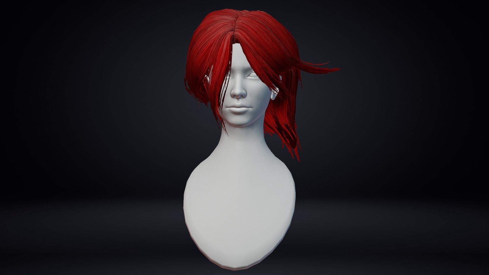 Female hair Low-poly 3D model_10