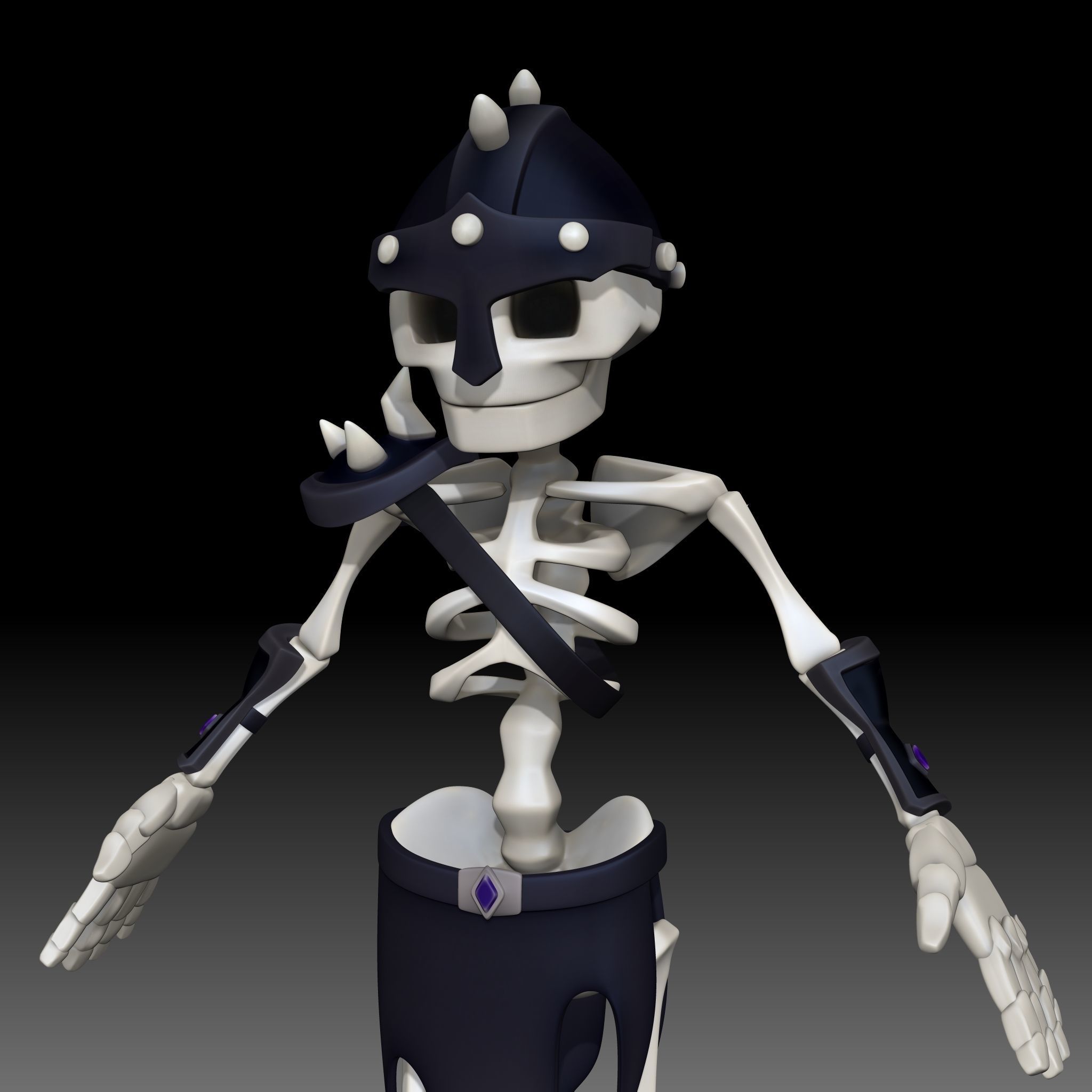Cartoon Skeleton Soldier - Mobile Game Ready Low-poly 3D model_12