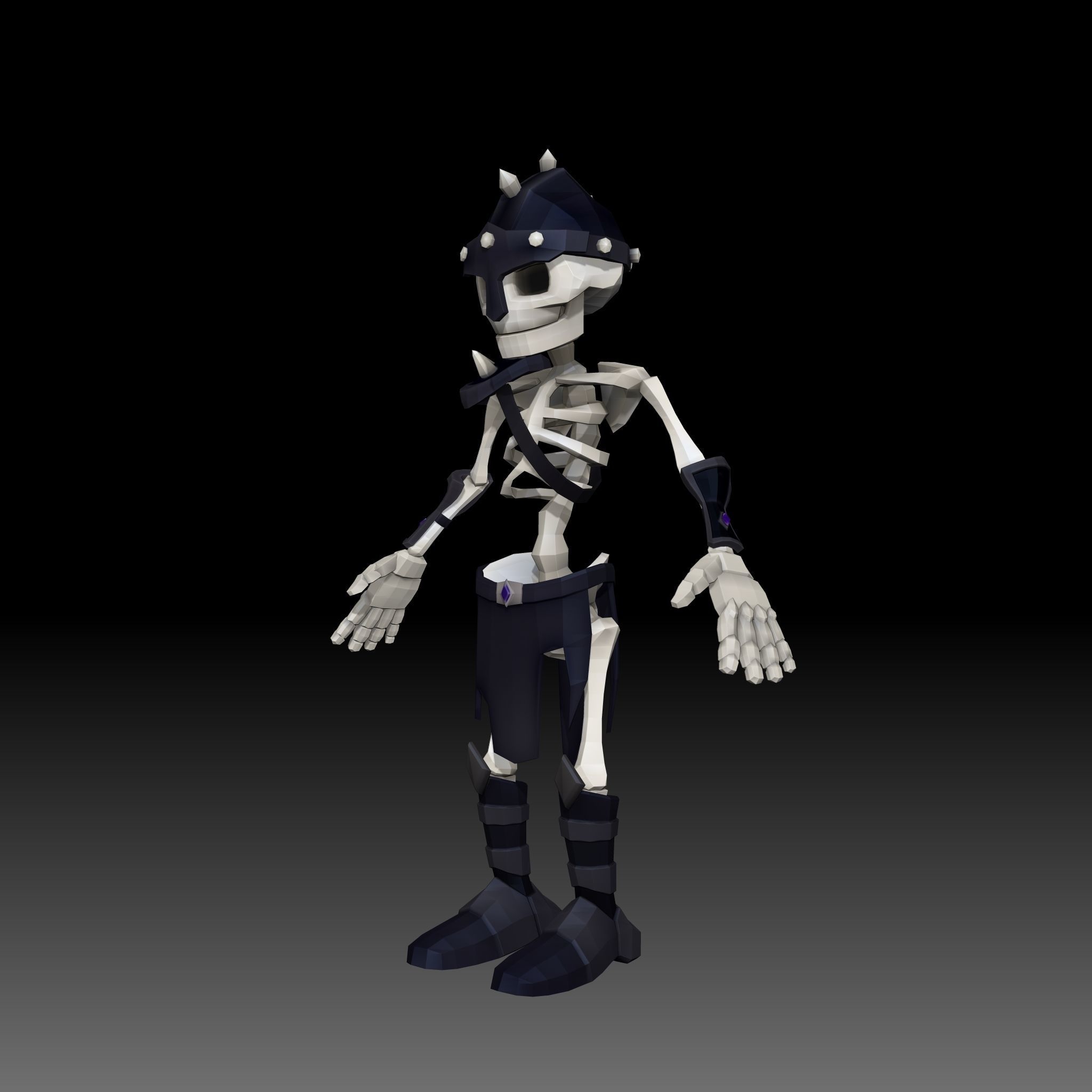 Cartoon Skeleton Soldier - Mobile Game Ready Low-poly 3D model_7
