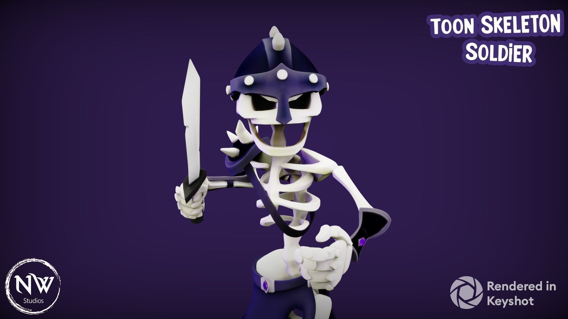 Cartoon Skeleton Soldier - Mobile Game Ready Low-poly 3D model_5