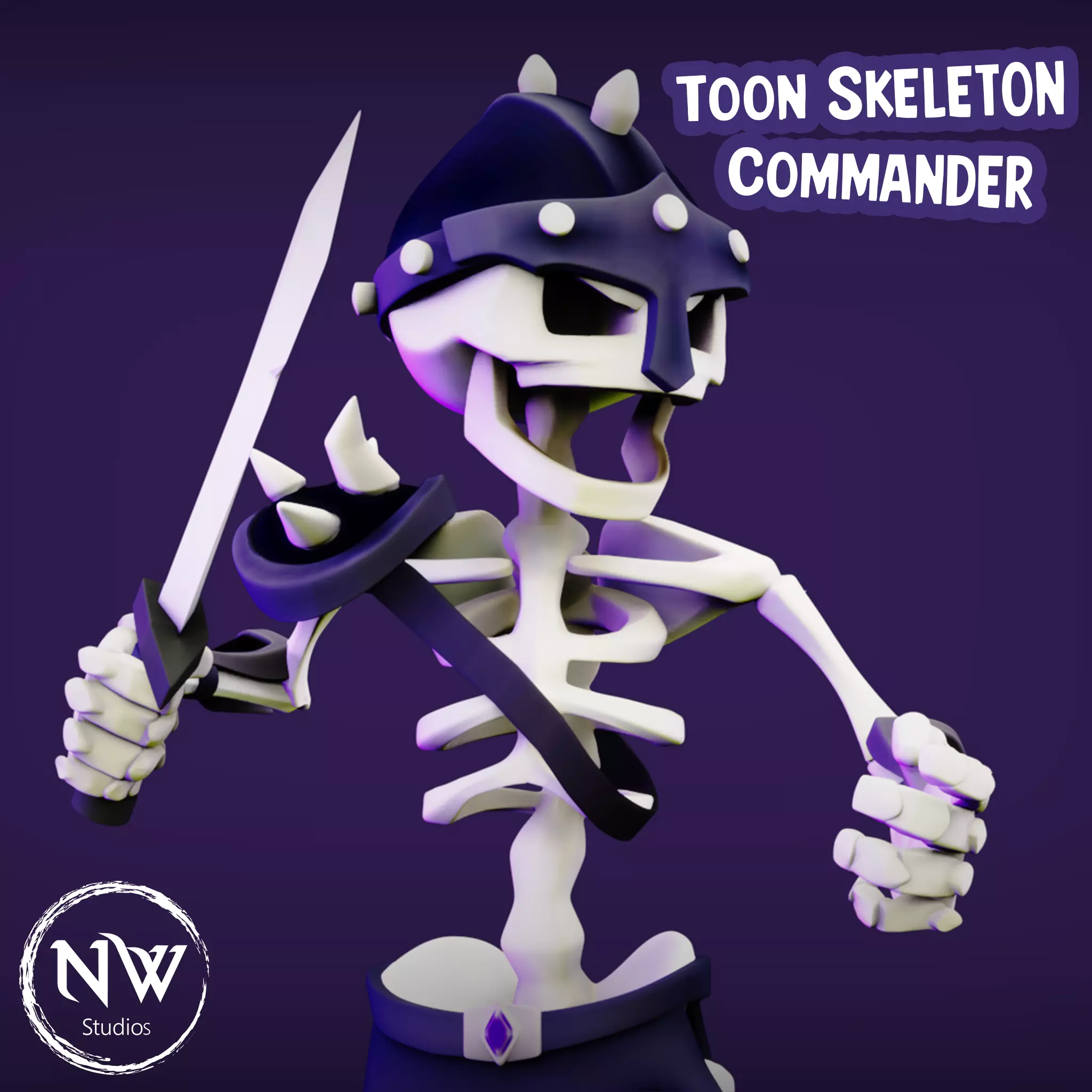Cartoon Skeleton Soldier - Mobile Game Ready Low-poly 3D model_0
