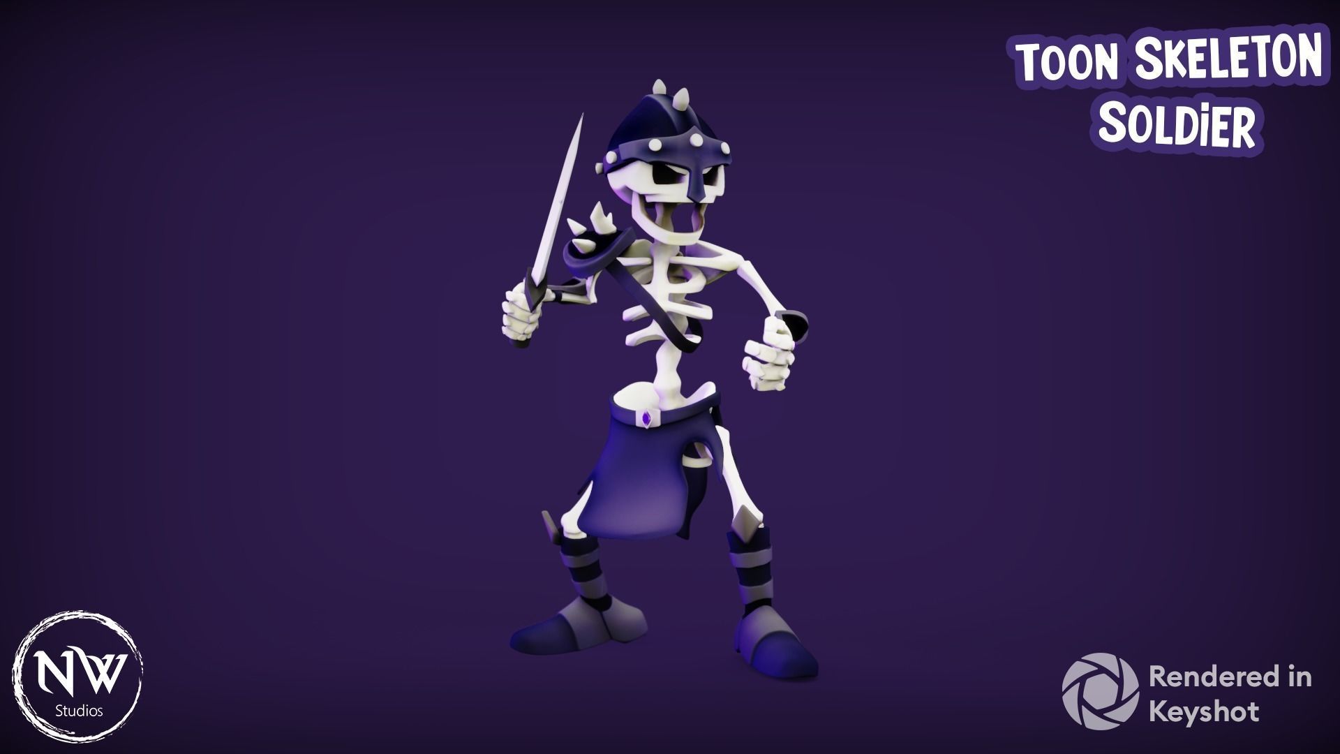Cartoon Skeleton Soldier - Mobile Game Ready Low-poly 3D model_4