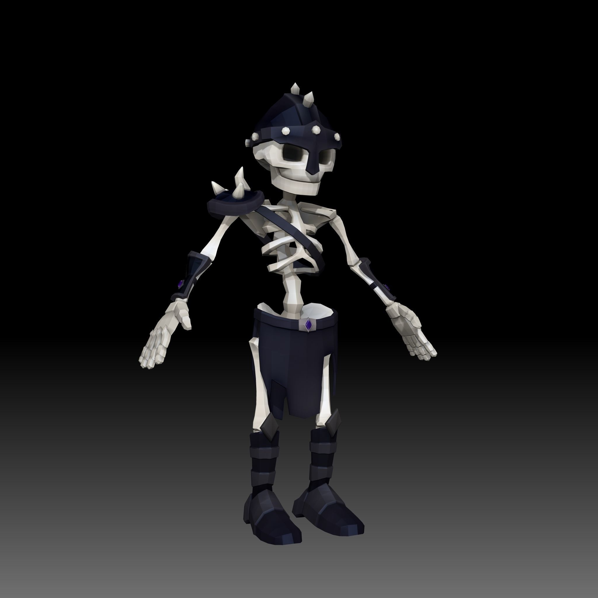 Cartoon Skeleton Soldier - Mobile Game Ready Low-poly 3D model_10