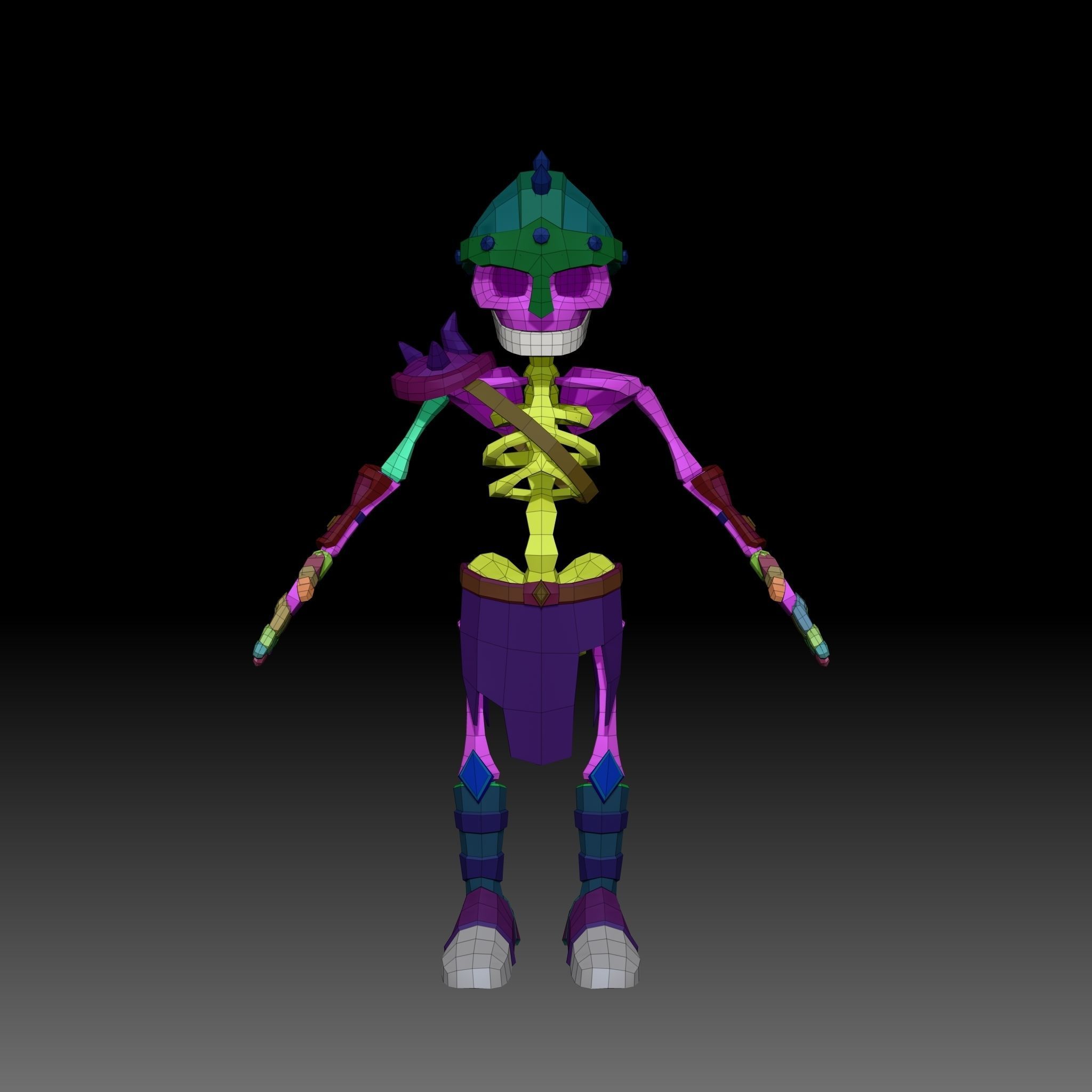 Cartoon Skeleton Soldier - Mobile Game Ready Low-poly 3D model_11