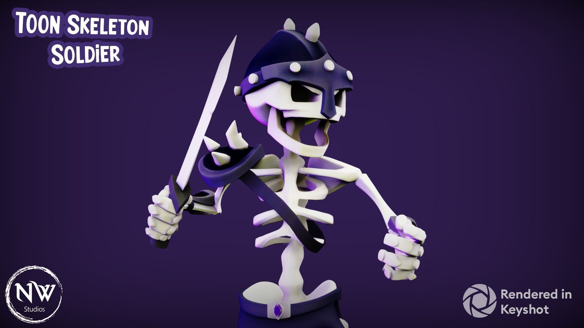 Cartoon Skeleton Soldier - Mobile Game Ready Low-poly 3D model_3