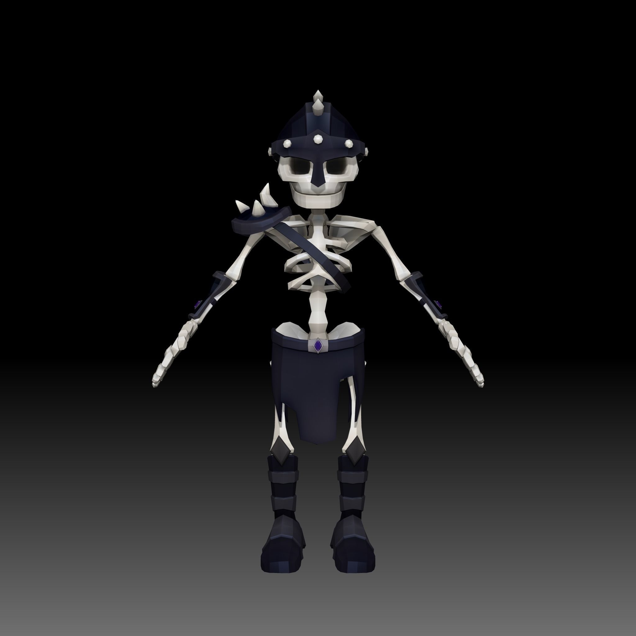 Cartoon Skeleton Soldier - Mobile Game Ready Low-poly 3D model_6