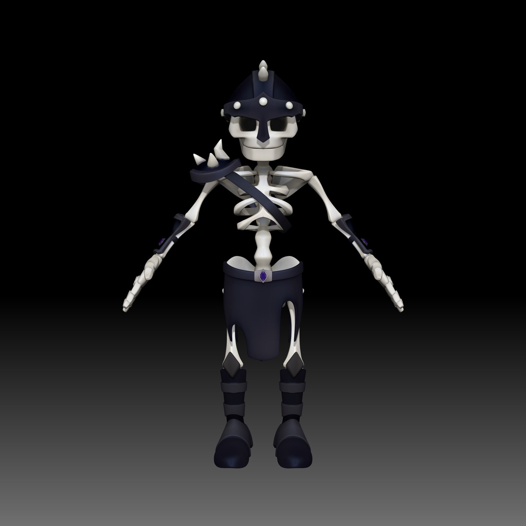 Cartoon Skeleton Soldier - Mobile Game Ready Low-poly 3D model_20