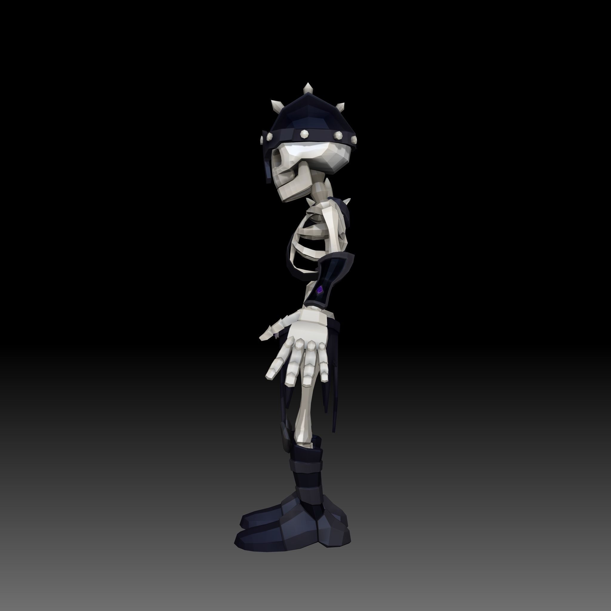 Cartoon Skeleton Soldier - Mobile Game Ready Low-poly 3D model_8