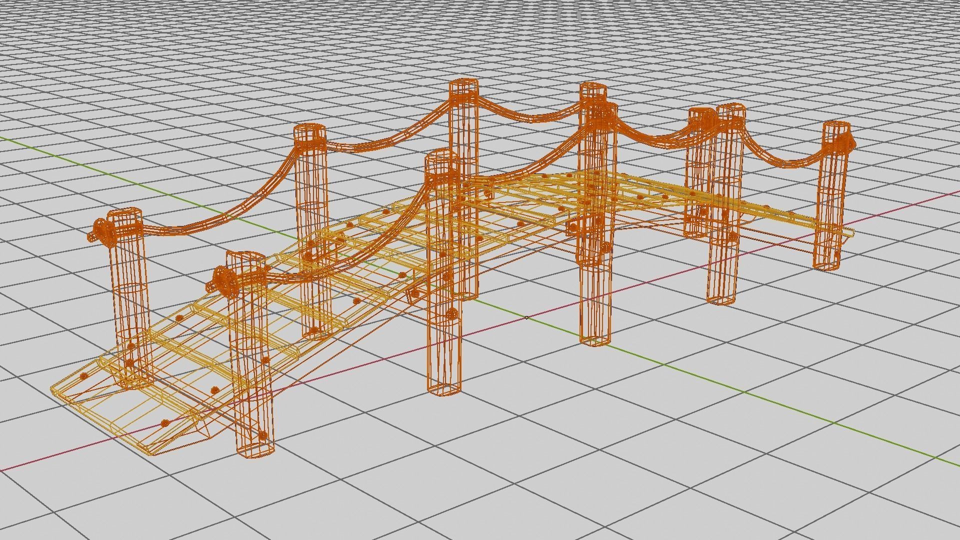 Medieval wooden bridge Free low-poly 3D model_6