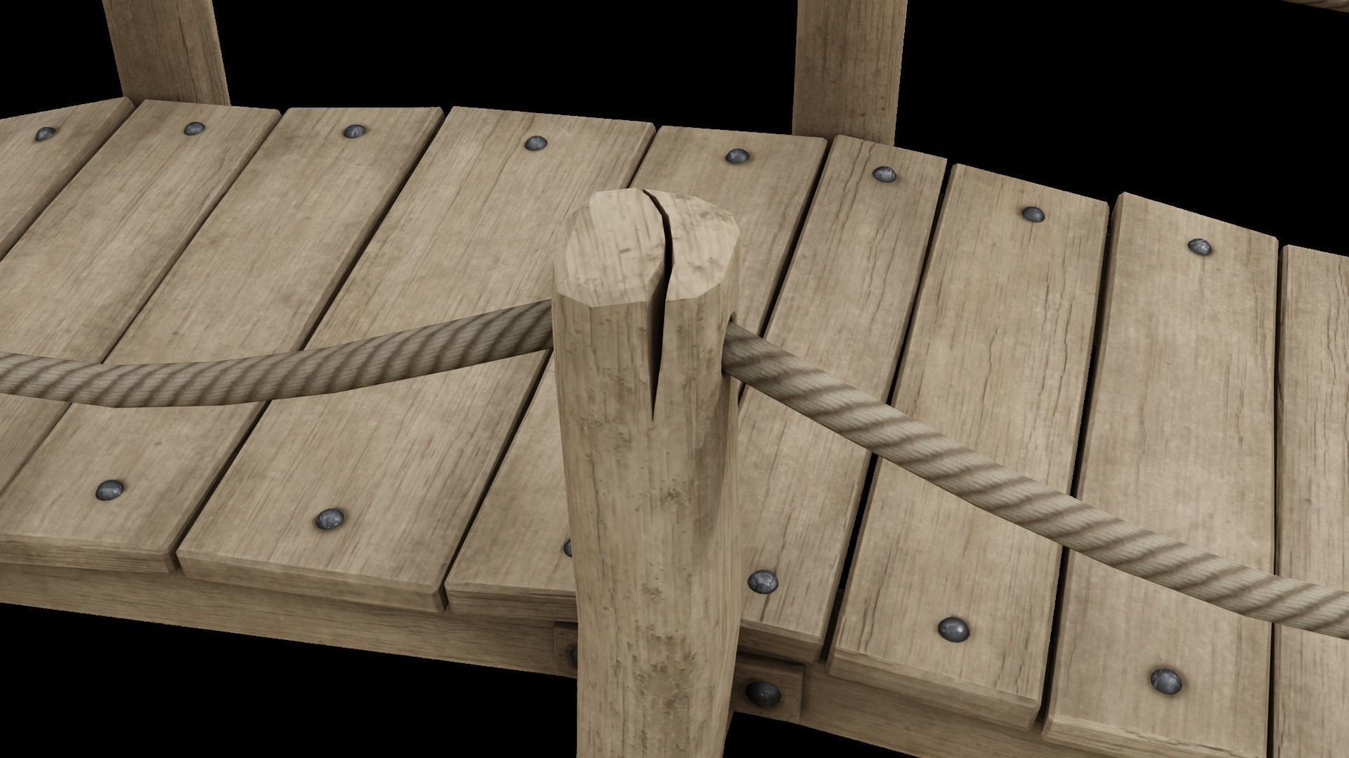 Medieval wooden bridge Free low-poly 3D model_4