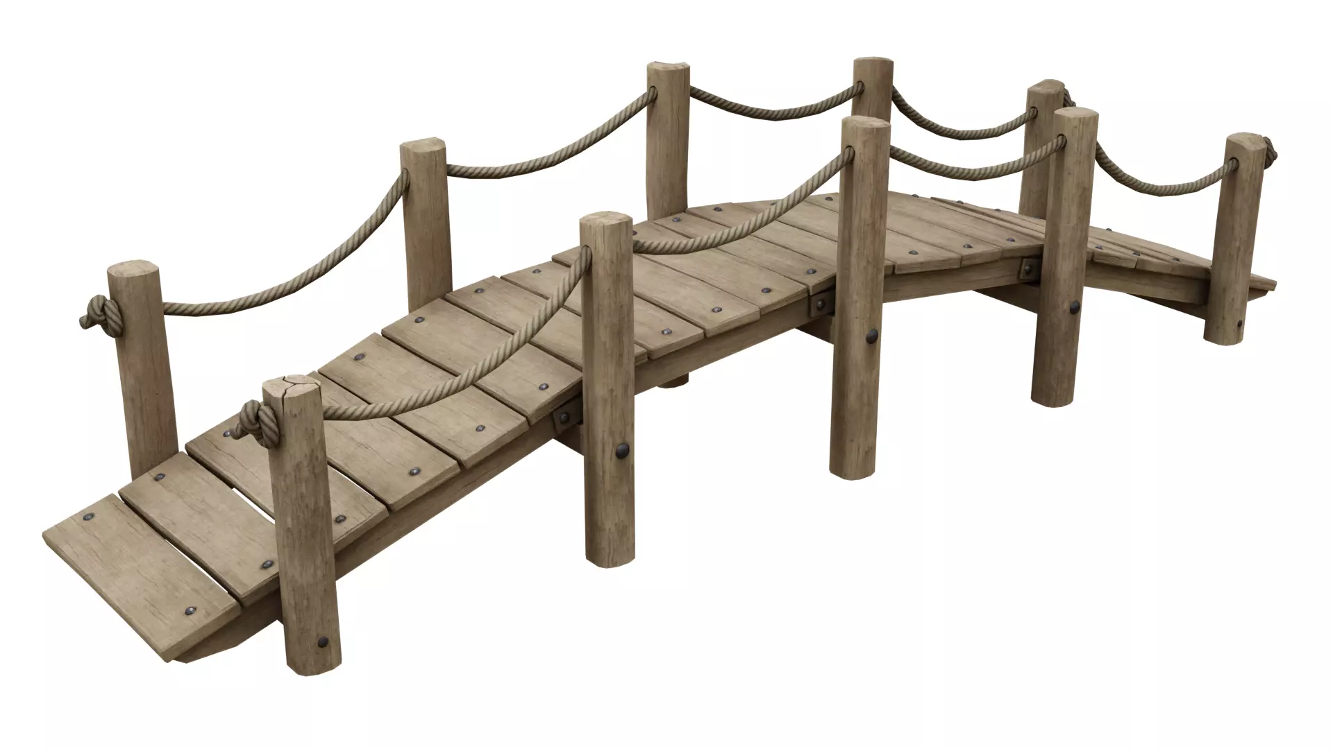Medieval wooden bridge Free low-poly 3D model_0