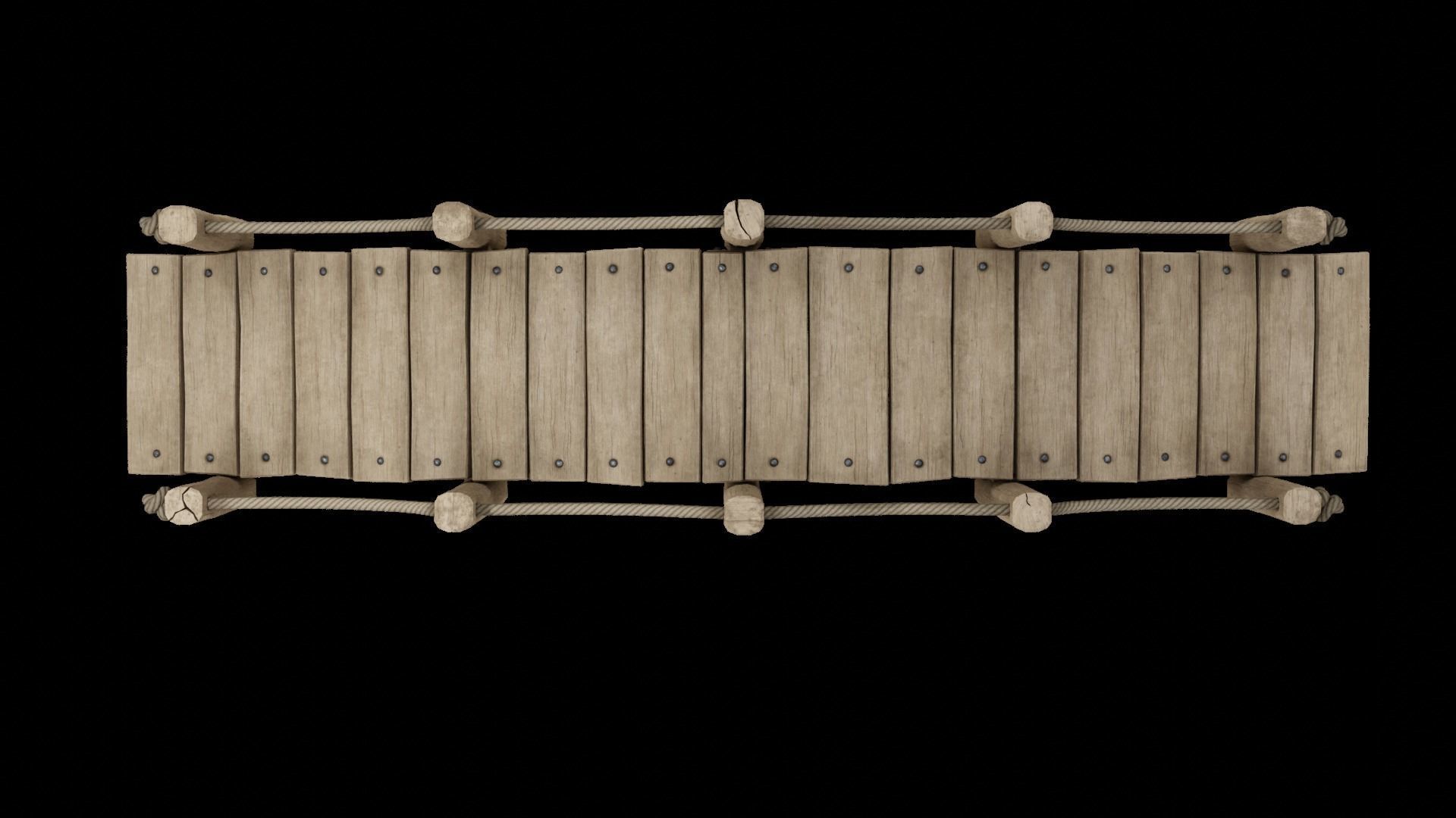 Medieval wooden bridge Free low-poly 3D model_3