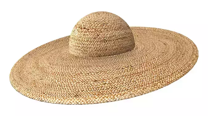 Large Brim Ploppy Rattan Hat