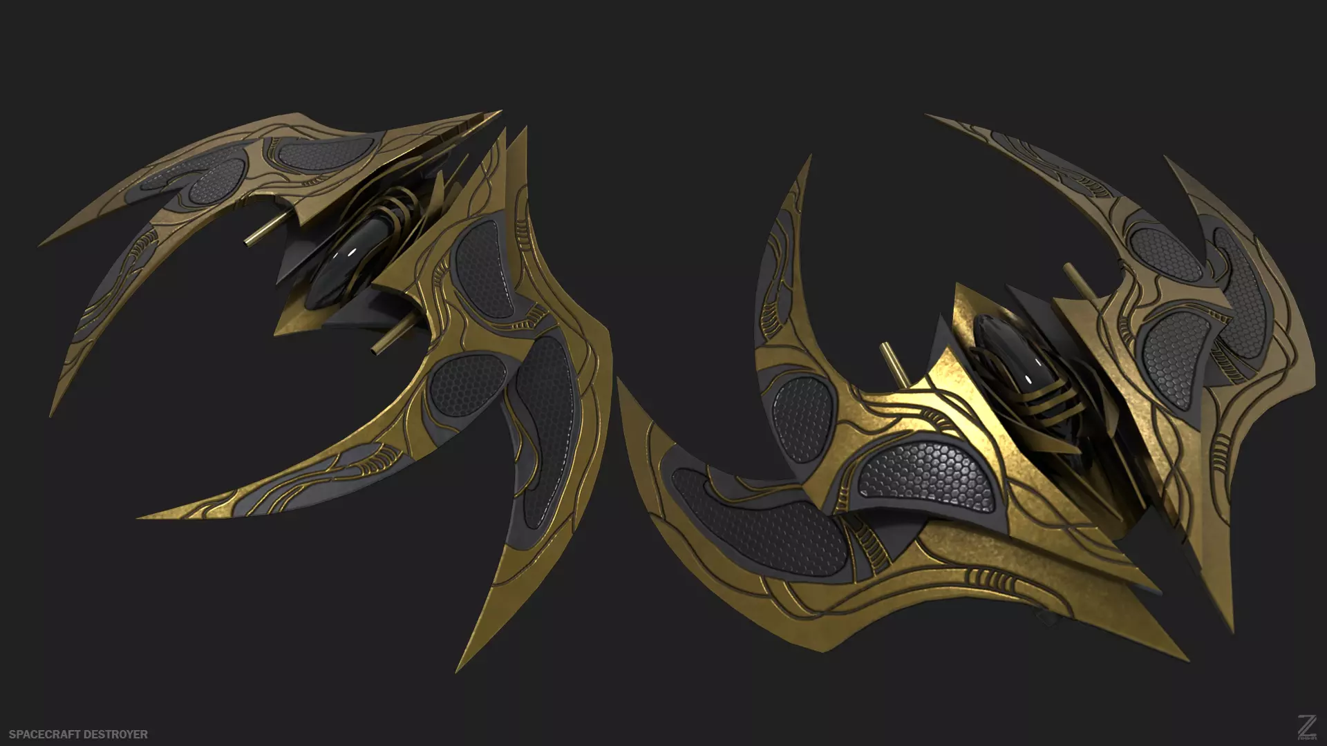 Spacecraft destroyer Low-poly 3D model