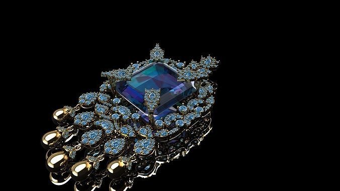 Blue Rhinestone Drop Earrings 3D print model