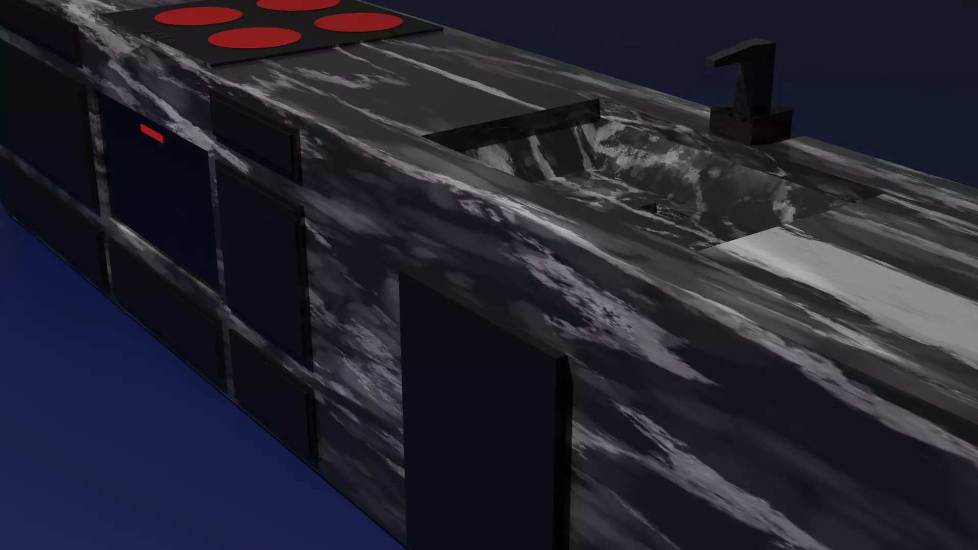 Marble kitchen Low-poly 3D model