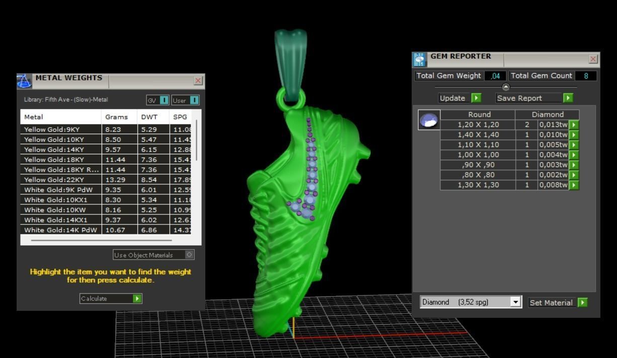 Football Boot Pendant with gems N91 3D print model_7