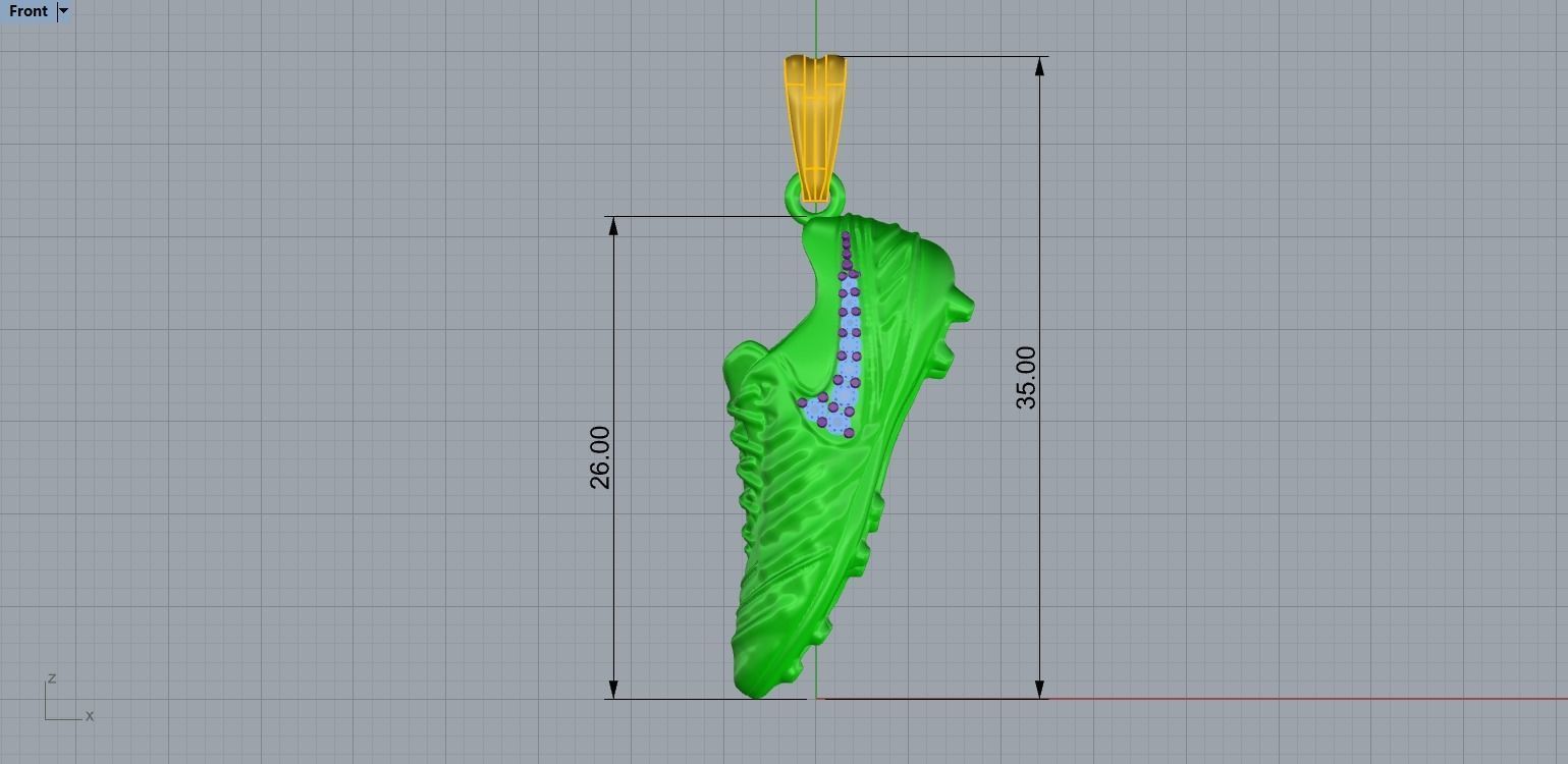 Football Boot Pendant with gems N91 3D print model_6