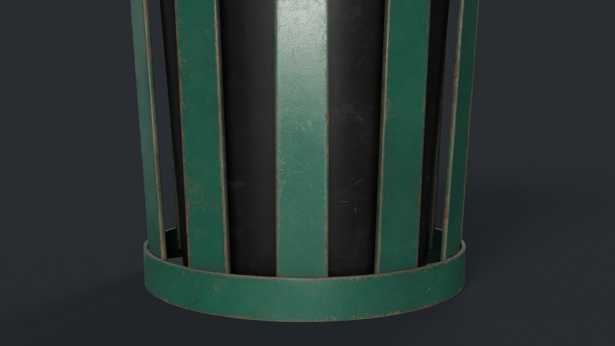 Street Trash Can 6 PBR Game Ready Low-poly 3D model_12