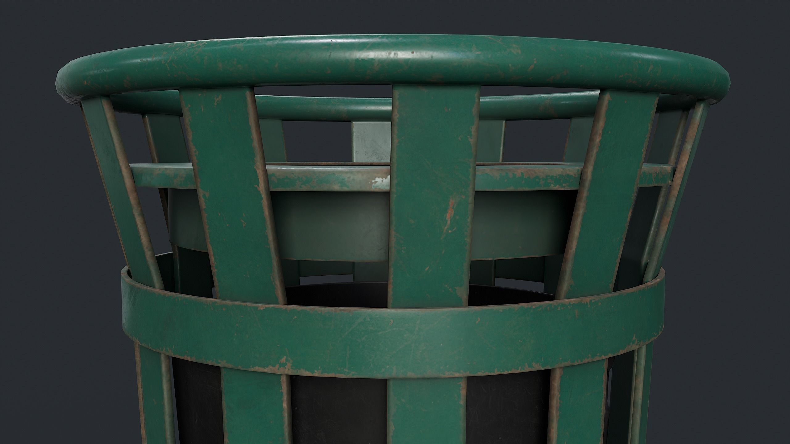 Street Trash Can 6 PBR Game Ready Low-poly 3D model_10