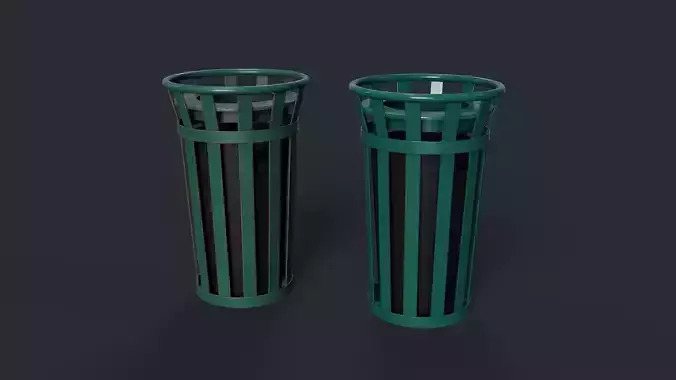 Street Trash Can 6 PBR Game Ready Low-poly 3D model
