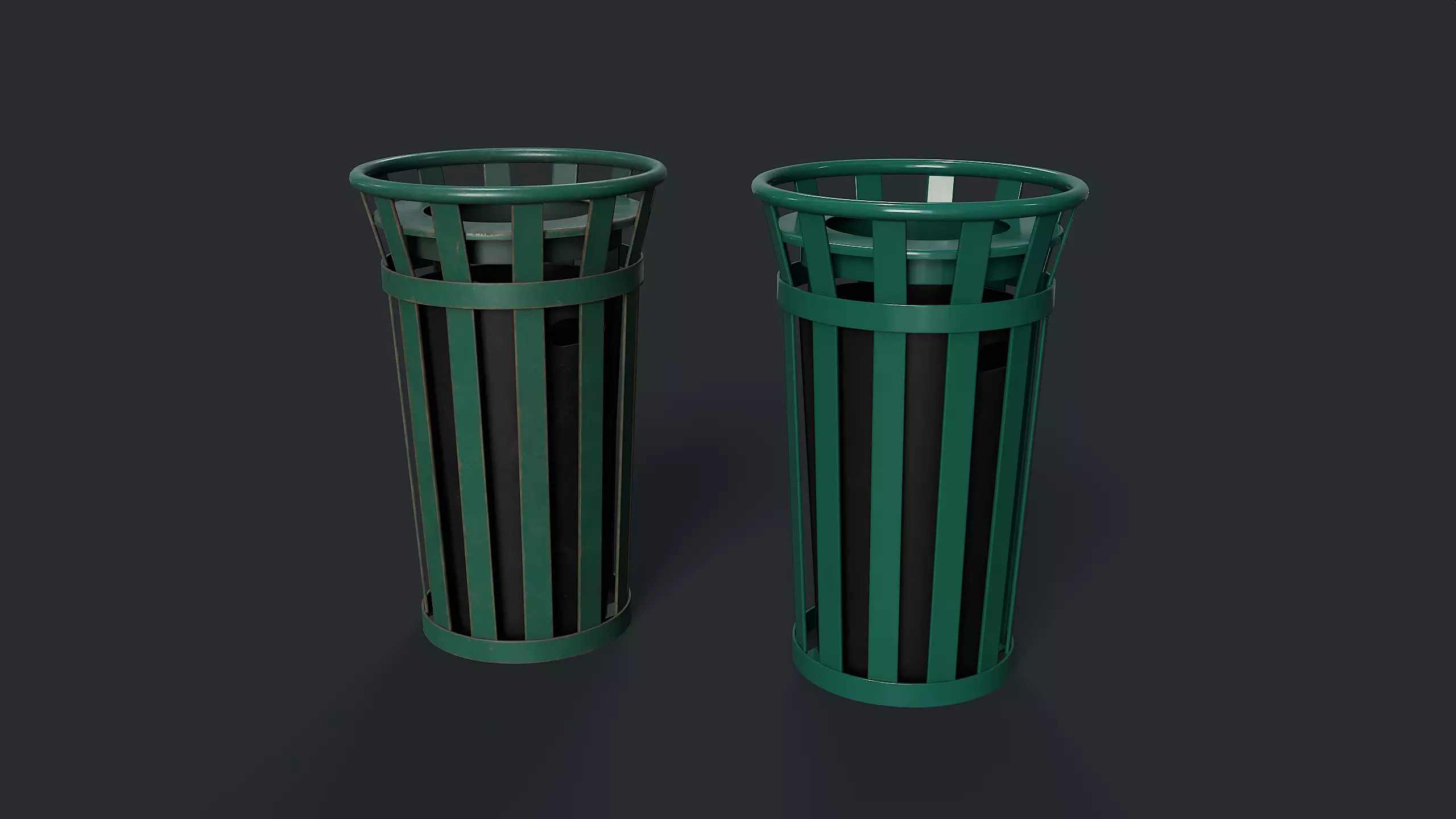 Street Trash Can 6 PBR Game Ready Low-poly 3D model_0