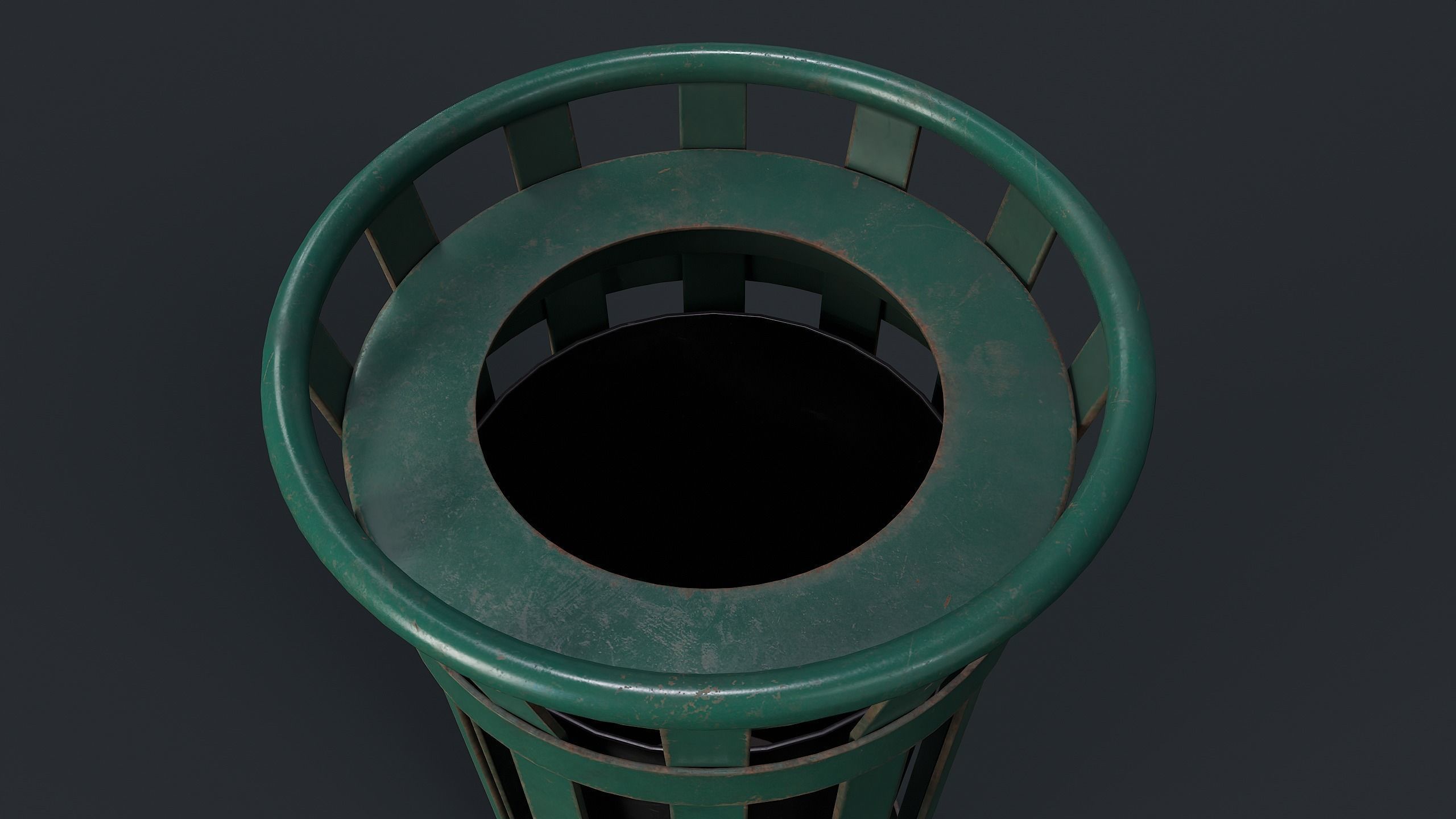 Street Trash Can 6 PBR Game Ready Low-poly 3D model_9