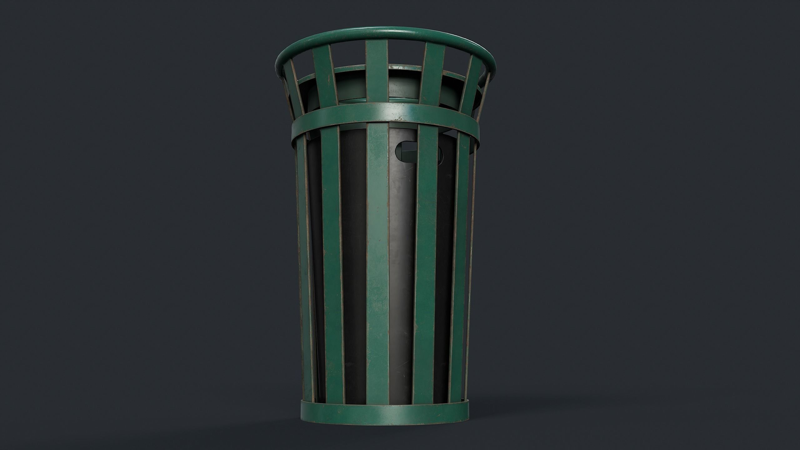 Street Trash Can 6 PBR Game Ready Low-poly 3D model_6