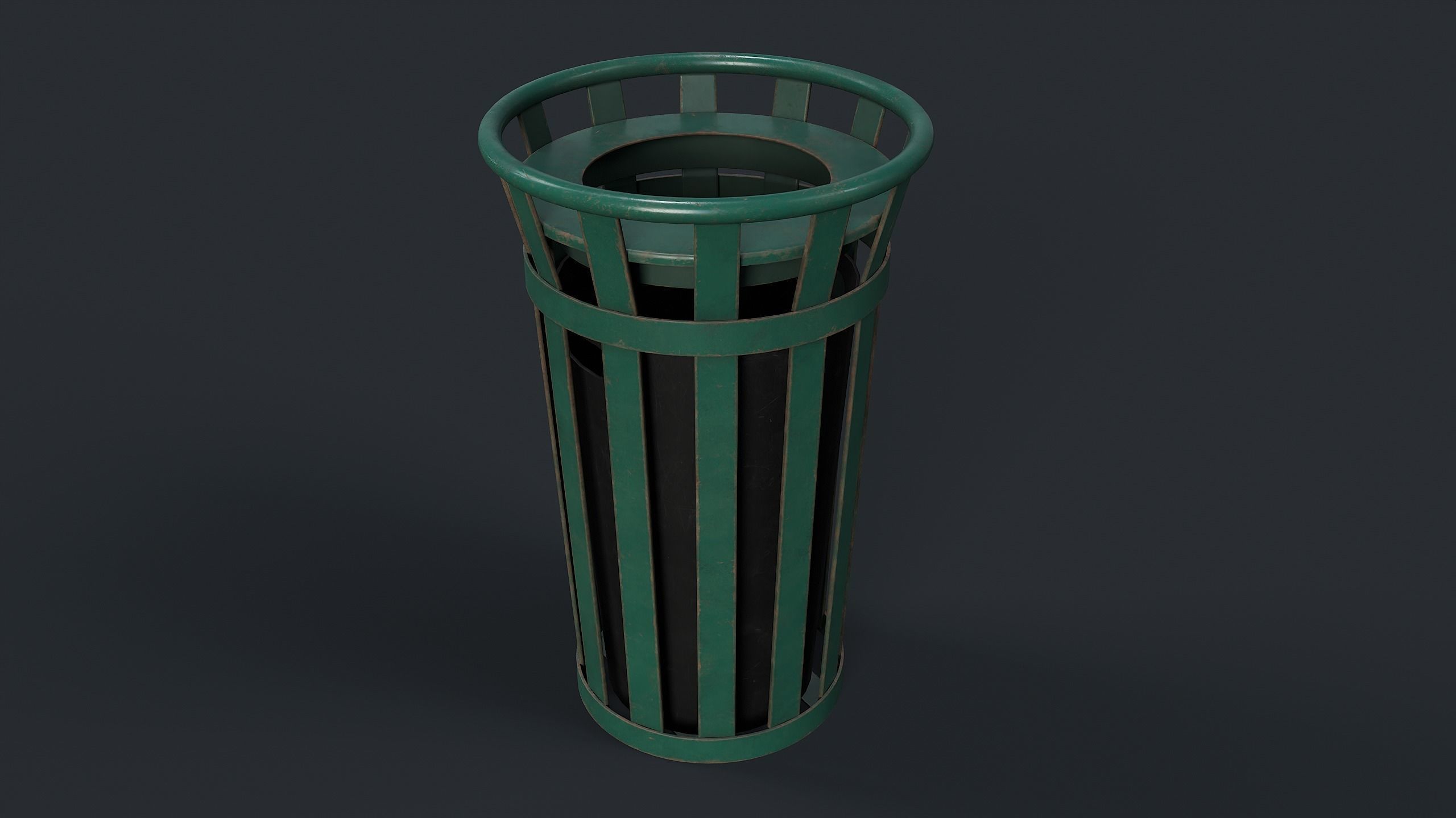 Street Trash Can 6 PBR Game Ready Low-poly 3D model_7