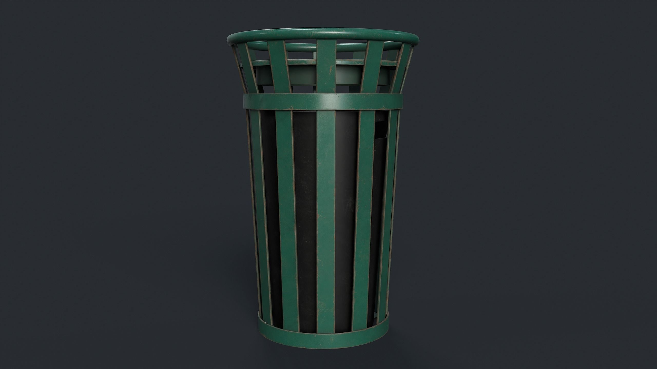 Street Trash Can 6 PBR Game Ready Low-poly 3D model_4