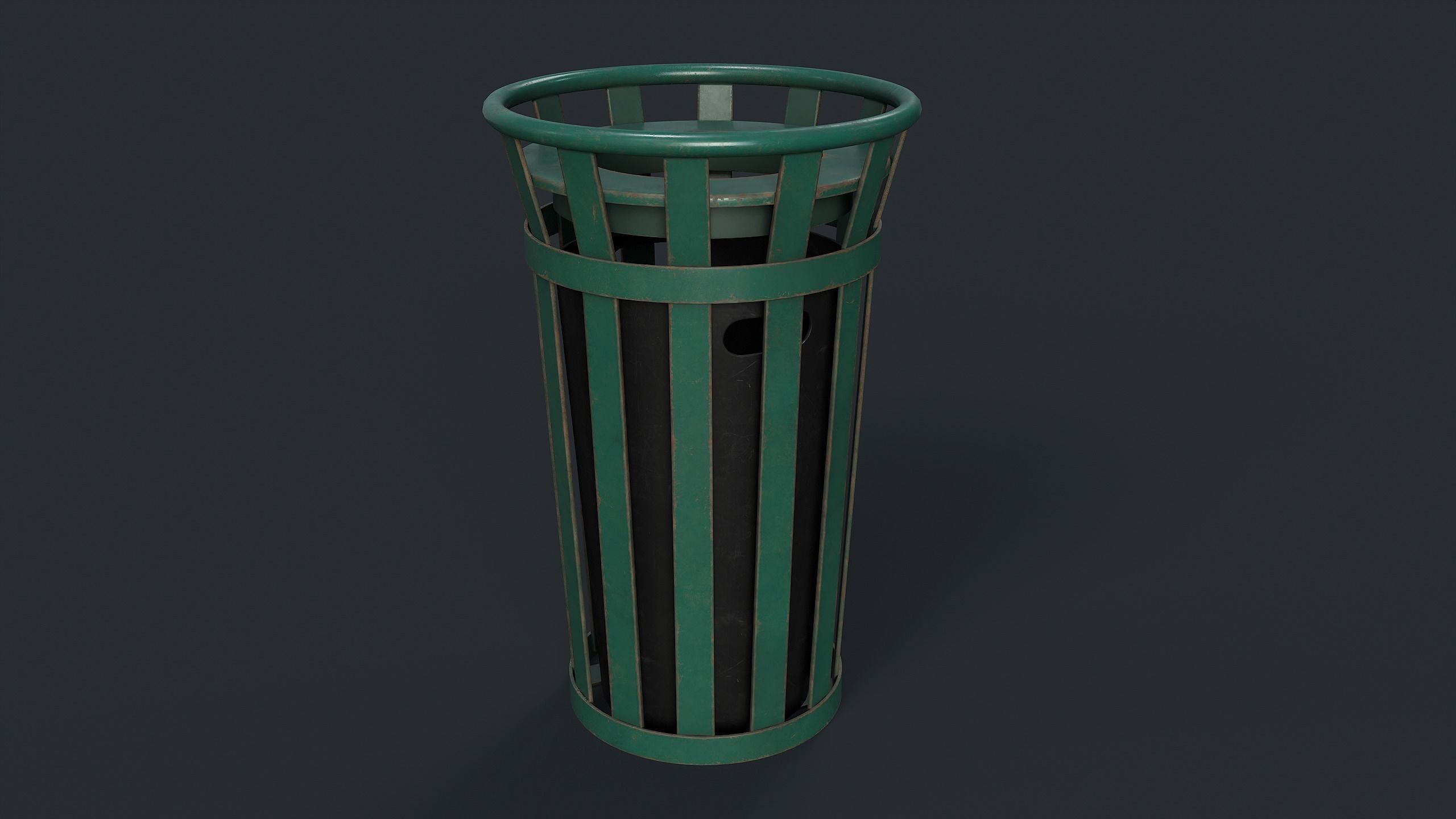 Street Trash Can 6 PBR Game Ready Low-poly 3D model_5