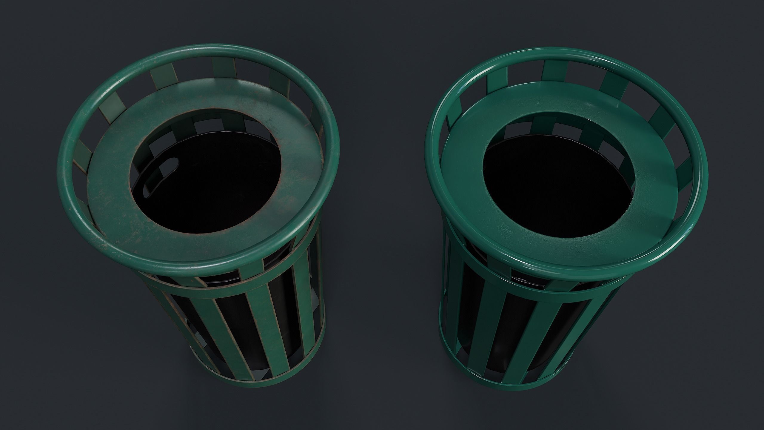 Street Trash Can 6 PBR Game Ready Low-poly 3D model_3