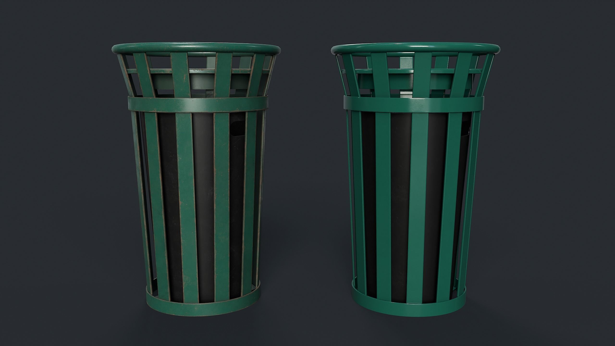Street Trash Can 6 PBR Game Ready Low-poly 3D model_2