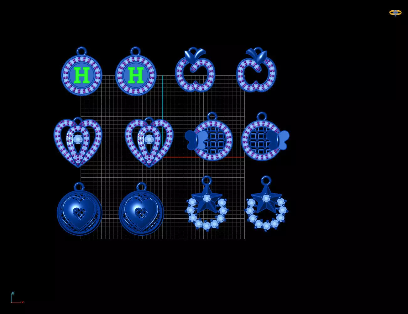 Earrings group 3D print model_0